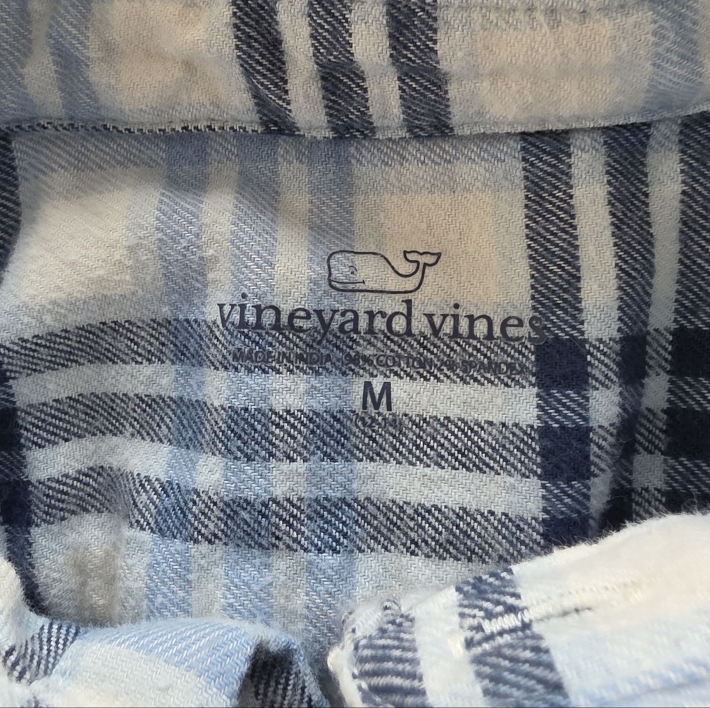 Vineyard Vines Light Blue Plaid Button Down Shirt Size Kids Medium - Picture 3 of 5